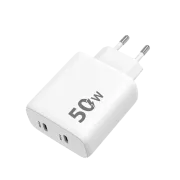 WG - Adaptor de alimentare 2x USB-C 50W, 1x USB-C PD 30W + 1x USB-C PD 20W, alb