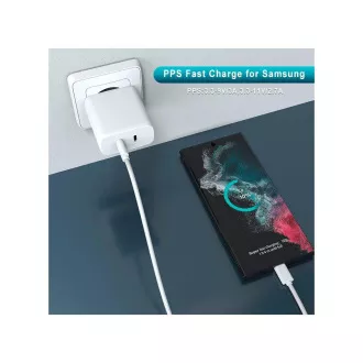 WG - Adaptor de alimentare 2x USB-C 50W, 1x USB-C PD 30W + 1x USB-C PD 20W, alb