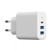 WG - Încărcător de rețea 3x USB, 1x USB-A QC 3.0 + 1x USB-A QC 3.0 + 1x USB-C PD 3.0, alb