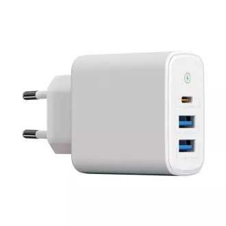 WG - Încărcător de rețea 3x USB, 1x USB-A QC 3.0 + 1x USB-A QC 3.0 + 1x USB-C PD 3.0, alb