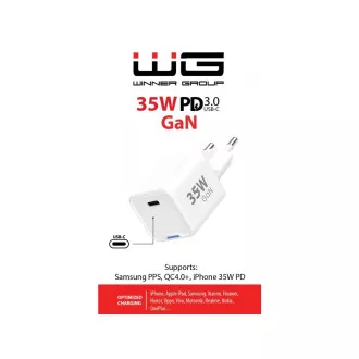 Încărcător de rețea WG GaN 1x USB-C, PD 35W, alb