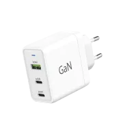 Încărcător de alimentare WG - GaN 3x USB, 1x USB-A 30W + 2x USB-C 65W, alb