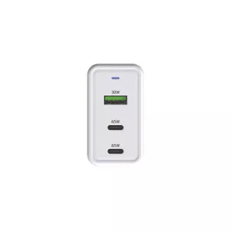 Încărcător de alimentare WG - GaN 3x USB, 1x USB-A 30W + 2x USB-C 65W, alb