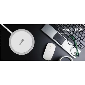 WG - Încărcător wireless FAST MAGNET 15W, rotund, alb WG - Încărcător wireless FAST MAGNET 15W, rotund, alb
