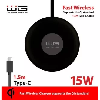 WG - Încărcător wireless de birou FAST 15W, rotund pentru birou, negru WG - Încărcător wireless de birou FAST 15W, rotund pentru birou, negru