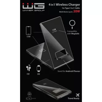 WG - Încărcător wireless WG36, 4 în 1 FAST MAGNET, 2x 15W+5W+3W, negru WG - Încărcător wireless WG36, 4 în 1 FAST MAGNET, 2x 15W+5W+3W, negru
