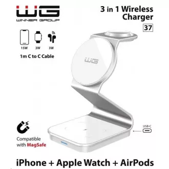 WG - Încărcător wireless WG37, 3 în 1 FAST MAGNET, 15W+3W+3W, alb WG - Încărcător wireless WG37, 3 în 1 FAST MAGNET, 15W+3W+3W, alb