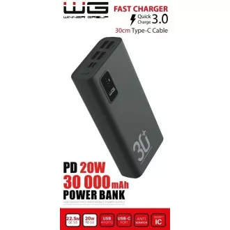 WG - Baterie externă 30000 mAh, USB-C PD 20W, neagră WG - Baterie externă 30000 mAh, USB-C PD 20W, neagră