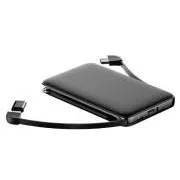 WG - Baterie externă 5000 mAh, cablu Micro USB + Type-C + adaptor Lightning, negru