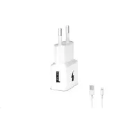 WG - Încărcător de rețea 1x USB-A, Încărcare rapidă 3.0, 5V-9V-12V, cablu USB-A la Lightning, alb