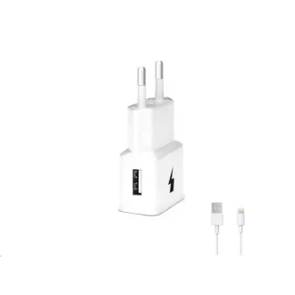 WG - Încărcător de rețea 1x USB-A, Încărcare rapidă 3.0, 5V-9V-12V, cablu USB-A la Lightning, alb