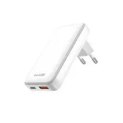 WG - Încărcător de rețea GaN 2x USB, 1x USB-C 30W + 1x USB-A 18W, alb