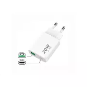 WG - Adaptor de alimentare 2x USB, 1x USB-C PD 20W + 1x USB-A QC3.0 18W, alb