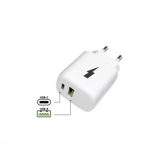 WG - Încărcător de rețea 2x USB, 1x USB-C PD PPS 3.0 30W + 1x USB-A QC4 18W, alb