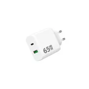 Încărcător de alimentare WG GaN 2x USB 65W, 1x USB-C PD 65W + 1x USB-A QC3.0 18W, alb