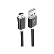 WG - Cablu de date USB Mini-B (5 pini)-USB-A / 1m / împletit din nailon / negru
