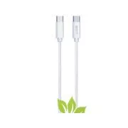 WG - Cablu de date Tip-C (mascul) la Tip-C (mascul) / 2m / 3A / împletit din bumbac ECO / alb