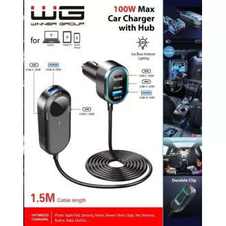 WG - Încărcător auto / 100W / 6 porturi USB / 2x USB-A + 4x USB-C / cu extensie WG - Încărcător auto / 100W / 6 porturi USB / 2x USB-A + 4x USB-C / cu extensie