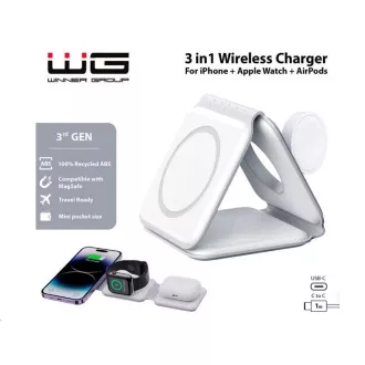 WG - Încărcător wireless WGMaxFlex 3 în 1 / Pliabil / 15W + 5W + 2,5W / WG 42 / alb WG - Încărcător wireless WGMaxFlex 3 în 1 / Pliabil / 15W + 5W + 2,5W / WG 42 / alb