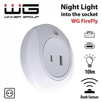 WG - Lampă de noapte LED pentru priză cu USB / WG FireFly / albă