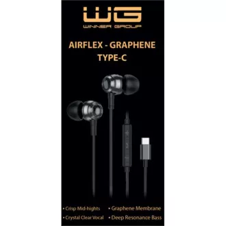 WG - Căști cu conector Type-C, cu fir, negre WG - Căști cu conector Type-C, cu fir, negre