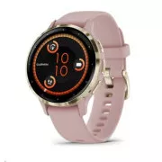 Garmin Venu® 3S, lunetă din oțel inoxidabil Soft Gold, carcasă Dust Rose, curea din silicon