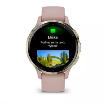 Garmin Venu® 3S, lunetă din oțel inoxidabil Soft Gold, carcasă Dust Rose, curea din silicon