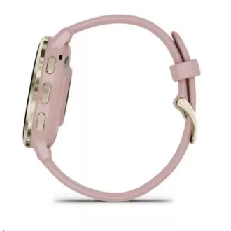Garmin Venu® 3S, lunetă din oțel inoxidabil Soft Gold, carcasă Dust Rose, curea din silicon