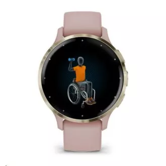 Garmin Venu® 3S, lunetă din oțel inoxidabil Soft Gold, carcasă Dust Rose, curea din silicon