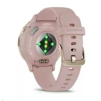 Garmin Venu® 3S, lunetă din oțel inoxidabil Soft Gold, carcasă Dust Rose, curea din silicon
