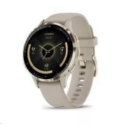 Garmin Venu® 3S, ramă din oțel inoxidabil Soft Gold, carcasă French Grey, curea din silicon