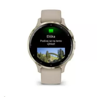 Garmin Venu® 3S, ramă din oțel inoxidabil Soft Gold, carcasă French Grey, curea din silicon