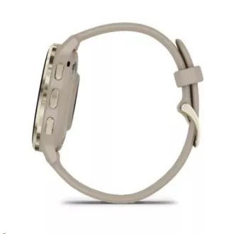 Garmin Venu® 3S, ramă din oțel inoxidabil Soft Gold, carcasă French Grey, curea din silicon