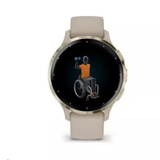 Garmin Venu® 3S, ramă din oțel inoxidabil Soft Gold, carcasă French Grey, curea din silicon