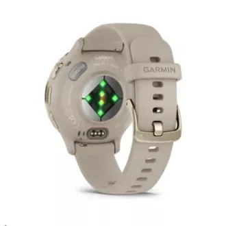 Garmin Venu® 3S, ramă din oțel inoxidabil Soft Gold, carcasă French Grey, curea din silicon