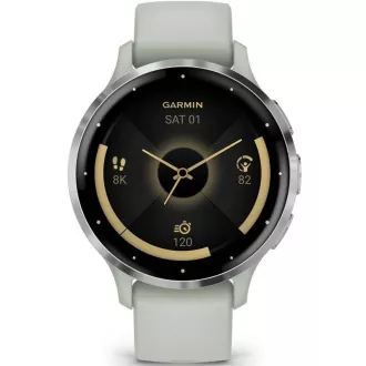 Garmin Venu® 3S, Argintiu/Grișu sălbatic, Bandă din silicon