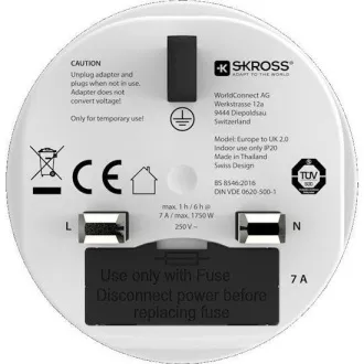 Adaptor de călătorie SKROSS UK pentru utilizare în Marea Britanie, tip G