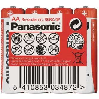 Baterii PANASONIC zinc Carbon Red Zinc R6RZ / 4P AA 1.5V (contractabil 4buc)