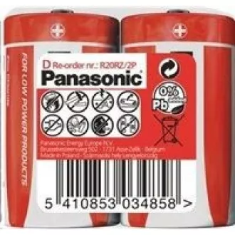 Baterii PANASONIC zinc Carbon Red Zinc R20RZ / 2P D 1.5V (contractabil 2buc)