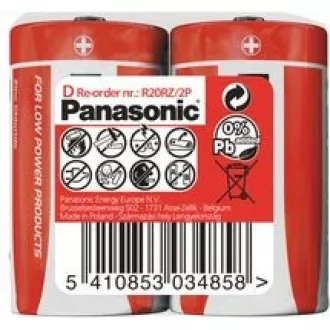 Baterii PANASONIC zinc Carbon Red Zinc R20RZ / 2P D 1.5V (contractabil 2buc)