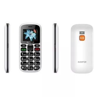 Aligator A321 Senior Dual SIM, alb + suport de încărcare