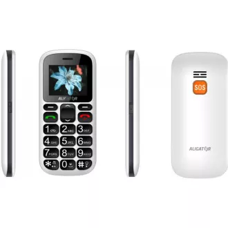 Aligator A321 Senior Dual SIM, alb + suport de încărcare