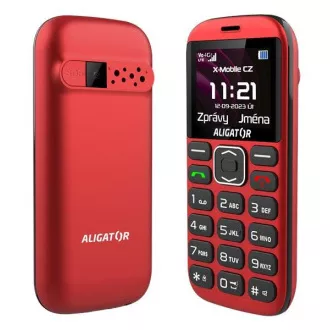 Aligator A720 4G Senior, roșu și negru   suport de încărcare