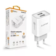 Încărcător de rețea Alligator, 2x USB, IC inteligent, 2, 4 A, alb