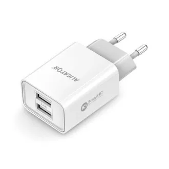 Încărcător de rețea Alligator, 2x USB, IC inteligent, 2, 4 A, alb