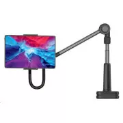 Suport universal pentru tabletă/telefon FIXED RELAX pentru montarea pe birou cu braț pivotant și reglabil, negru