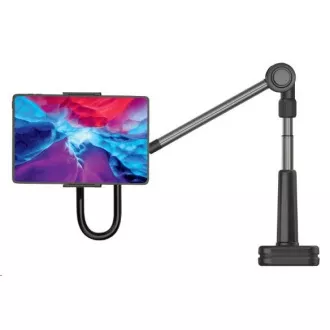 Suport universal pentru tabletă/telefon FIXED RELAX pentru montarea pe birou cu braț pivotant și reglabil, negru