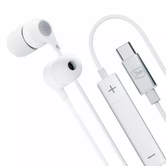 Căști 3mk - Căști cu fir USB-C, albe