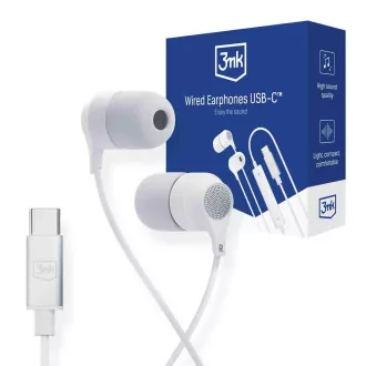 Căști 3mk - Căști cu fir USB-C, albe