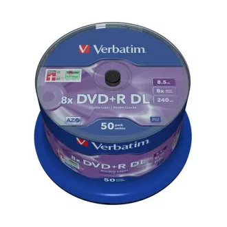 VERBATIM DVD + R (pachet de 50) / Strat dublu / Spindle / 8X 8,5 GB Argintiu mat VERBATIM DVD + R (pachet de 50) / Strat dublu / Spindle / 8X 8,5 GB Argintiu mat